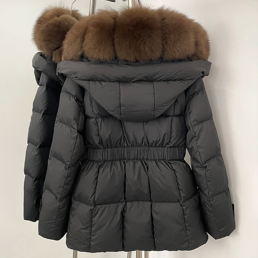 OFTBUY Big Natural Fox Fur Collar Duck Down Coat Female Hooded Thick Warm Top Clothes Women Fashion Real Fur Puffer Jacket