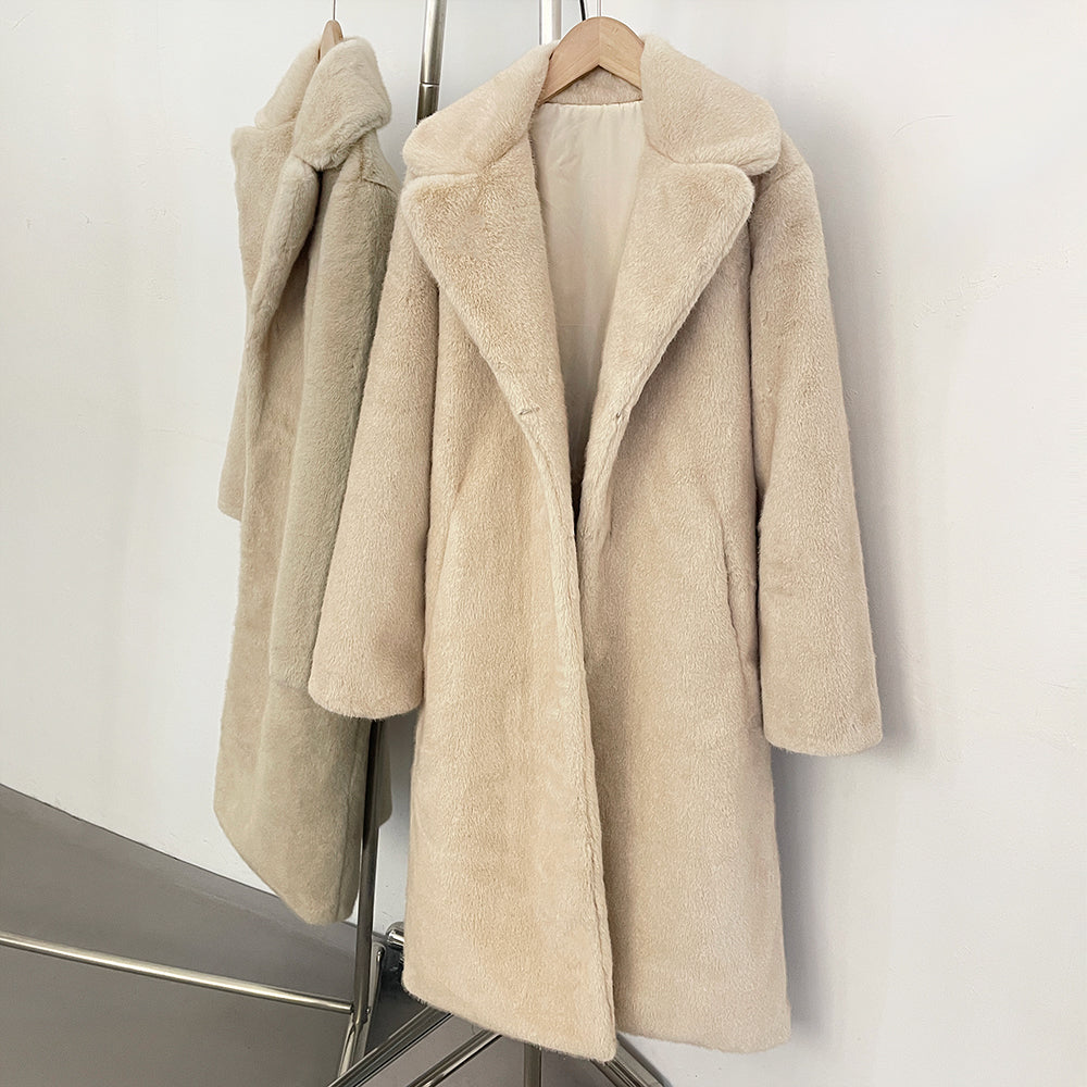 OFTBUY Women's Elegant Luxury Faux Mink Fur Long Coat Artificial Fur Jacket Female Warm Outerwear New Autumn Winter Clothes