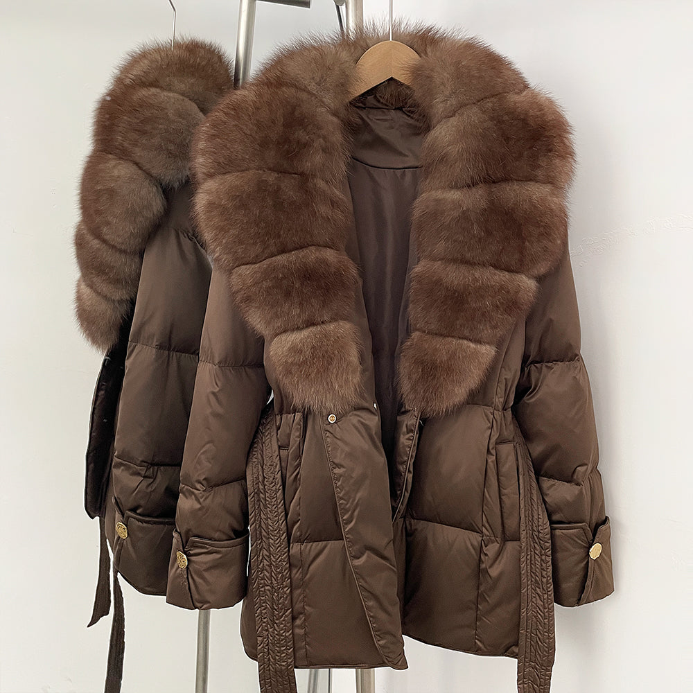 OFTBUY New Women's Winter Down Jacket Real Fox Fur Outer Clothes Female Luxury Duck Down Jacket Feather Coats and Parkas