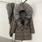 OFTBUY New Winter Genuine Fox Fur Hooded Puffer Coat Women Women's White Duck Down Jacket Outerwear Female Fashion Parkas