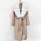 OFTBUY New Autumn Winter Top Clothes Female Long Big Real Fox Fur Collar Woolen Jacket Women Fashion Warm Cashmere Wool Coat