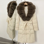OFTBUY Thickened Warm Duck Down Coat Female Luxury Long Belt New Winter Natural Fox Fur Clothes Women Silm Puffer Jacket Outwear