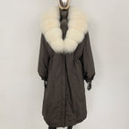 OFTBUY New Zipper Autumn Winter Clothes Women Natural Fox Fur Collar Goose Down Coat Long Warm Thickened Real Fur Puffer Jacket