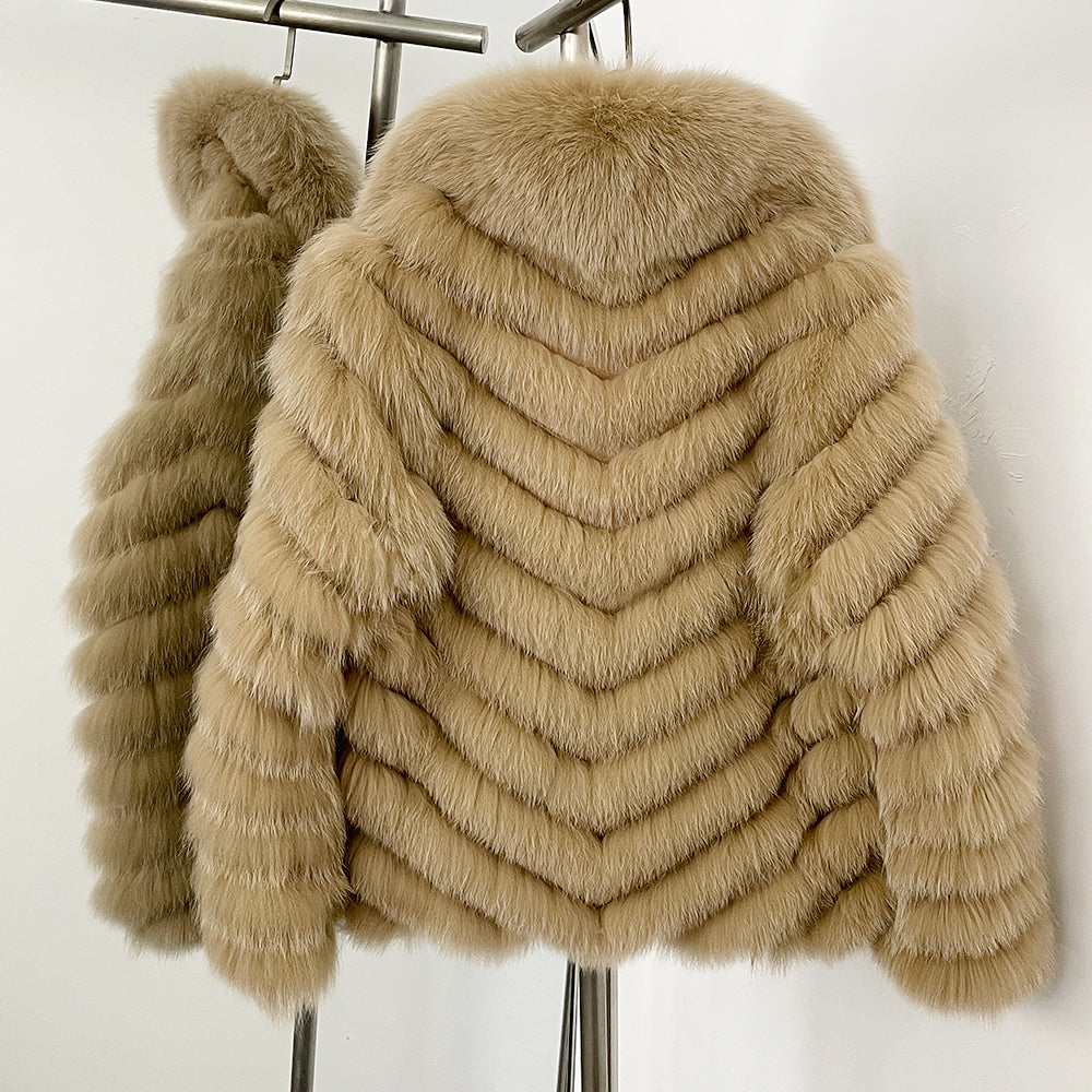OFTBUY 2-in-1 Reversible Luxury Jacket - 100% Real Fox Fur Coat & Windproof Winter Parka