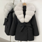 OFTBUY Natural Fox Fur Collar Fluffy Puffer Jacket Women Thickened Warm Real Fur White Duck Down Coat New Winter Parke Outerwear
