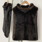OFTBUY Luxury Sleeveless Faux Fur Jacket Women Fashion New Autumn Winter Fake Fur Clothes Female Warm Thick Belt Artificial Fur Coat