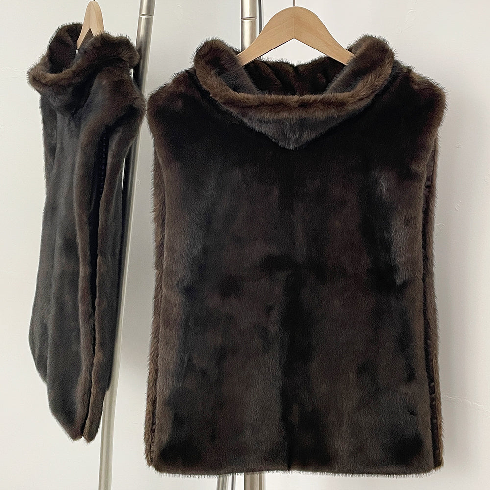 OFTBUY Luxury Sleeveless Faux Fur Jacket Women Fashion New Autumn Winter Fake Fur Clothes Female Warm Thick Belt Artificial Fur Coat