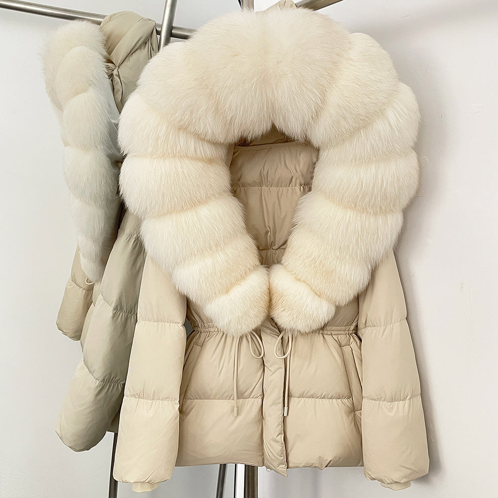 OFTBUY Big Real Fox Fur Collar Duck Down Coat Female New Winter Hooded Warm Down Clothes Women Natural Raccoon Fur Puffer Jacket