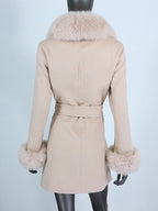 OFTBUY Double-sided Wool Coat Female New Autumn Winter Real Fox Fur Clothes Women Detachable Fur Cuffs Woolen Cashmere Jacket