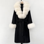 OFTBUY Wholesale New Autumn Winter Clothes Long Natural Woolen Coat Women Fashion Warm 100% Wool Real Fox Fur Jacket Overcoat