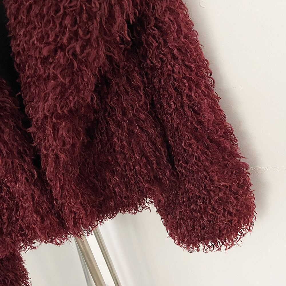 OFTBUY Warm Thicken Luxury Outerwear New Winter Clothes Female Women's Cozy Faux Mongolian Fur Short Coat Teddy Faux Fur Jacket