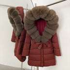 OFTBUY New Winter Genuine Fox Fur Hooded Puffer Coat Women Women's White Duck Down Jacket Outerwear Female Fashion Parkas