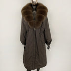OFTBUY New Zipper Autumn Winter Clothes Women Natural Fox Fur Collar Goose Down Coat Long Warm Thickened Real Fur Puffer Jacket
