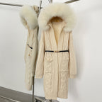 OFTBUY New Autumn Winter Knitted Clothes Women Fashion Thick Warm Belt Sweater Coat Female Hooded Real Fox Fur Cardigan Jacket