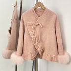 OFTBUY New Women's Wool Jacket with Real Fox Fur Cuffs Winter Elegant Fashion Clothing Outerwear Short Luxury Woolen Coat Female