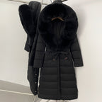 OFTBUY Hooded Winter White Duck Down Coat Large Real Fox Fur Collar X-Long Puffer Jacket Women Thick Female Parkas With Belt