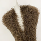 OFTBUY Women's Faux Mongolian Fur Vest Open Front Fluffy Faux Fur Waistcoat with Back Tie New Autumn Winter Outerwear Female