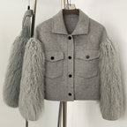 OFTBUY Fashion Thick Warm Real Fur Cashmere Wool Coat Short Mongolia Sheep Fur Wool Jacket Women New Autumn Winter Clothes Lady