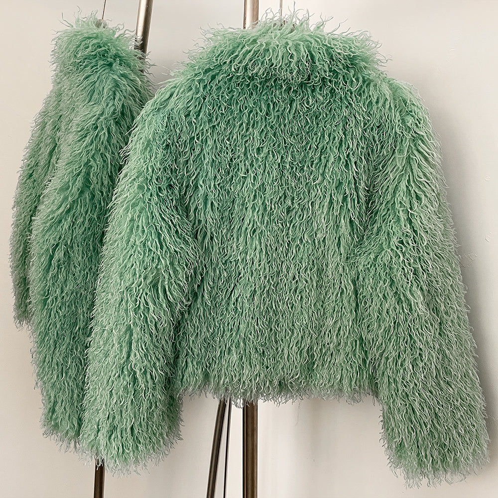 OFTBUY Wholesale Faux Fur Coat Female Artificial Mongolian Sheep Fur Fluffy Jacket Women New Winter Thickened Warm Outerwear Lady