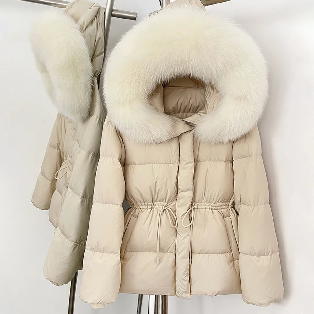 OFTBUY Hooded Long Sleeves Real Fur Duck Down Coat Female New Autumn Winter Warm Clothes Women Natural Fox Fur Puffer Jacket