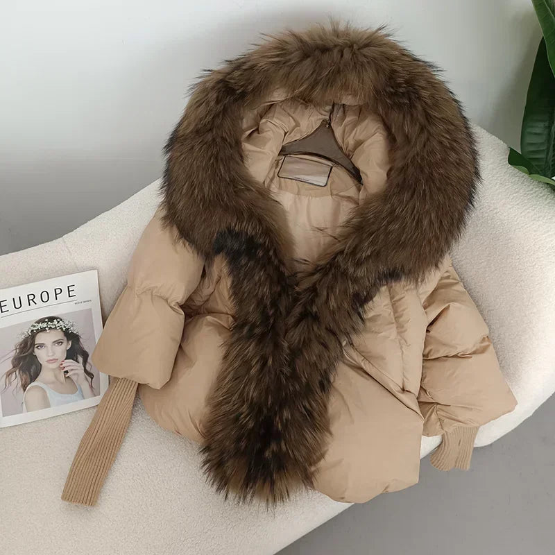 OFTBUY Hooded Natural Thick Winter Jacket Women Outerwear Real Fox Fur Coat Woman Warm Loose Oversize Duck Down Coat Streetwear