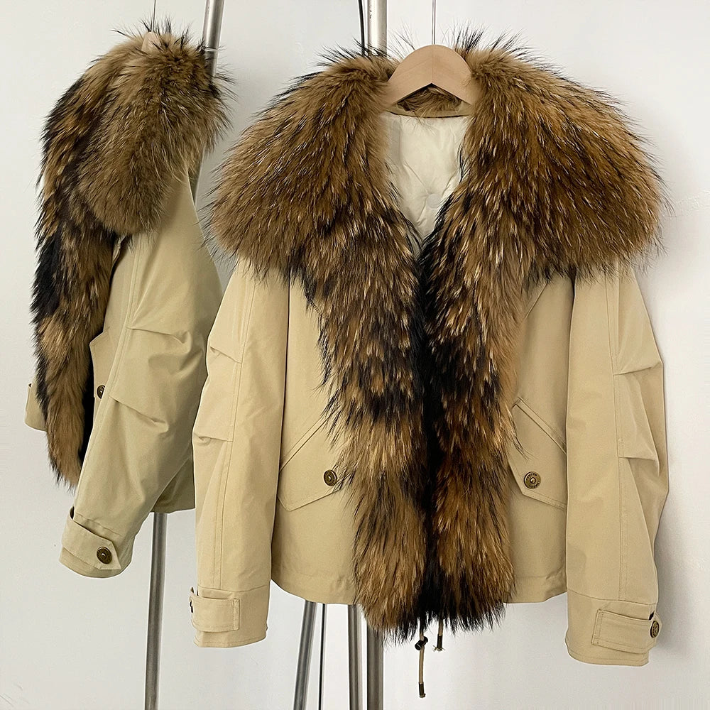 OFTBUY Warm Big Natural Fox Fur Collar Down Coat New Autumn Winter Clothing Women Waterproof Safai Real Fur Puffer Jacket Female