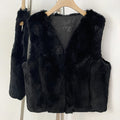 OFTBUY New Autumn Winter Clothes Outerwear Women Natural Patchwork Real Rex Rabbit Fur Vest V-Neck Natural Fur Waistcoat Female