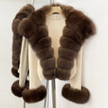 OFTBUY New Autumn Winter Knit Clothing Female Women's Short Cardigan with Big Real Fox Fur Collar Natural Fur Warm Sweater Lady