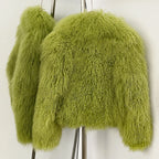 OFTBUY Elegant Fluffy Solid Thicken Warm Long Sleeves Coats Mongolian Fur Coats Fur lapel Jacket Women Winter Chic Oversize Lady