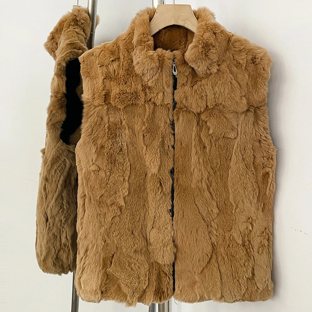 OFTBUY Women's Real Rex Rabbit Fur Hooded Coat Short Zipper Natural Fur Jacket Female New Autumn Winter Fashion Luxury Outerwear