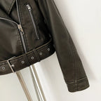 OFTBUY Fashion Faux Leather Jacket Female New Spring Autumn Long Sleeves Fake Leather Clothes Women Short Pu Leather Coat