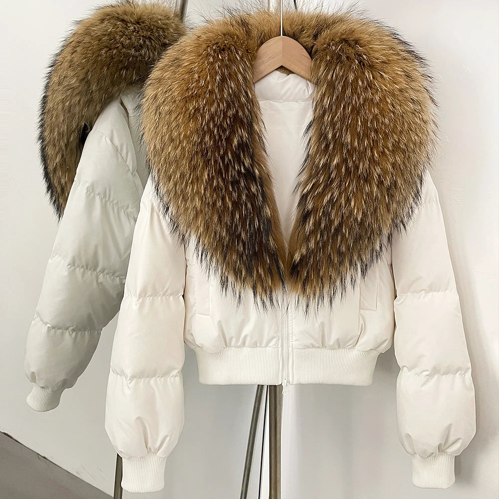 OFTBUY Knit Cuff Short Real Fox Fur Collar Duck Down Coat Female New Autumn Winter Clothes Women Genuine Fur Puffer Jacket
