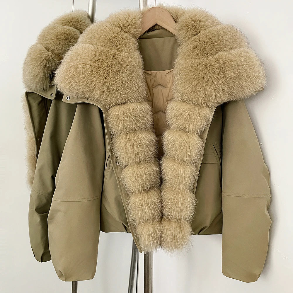 OFTBUY Women's Dcuk Down Coat with Big Real Fox Fur Collar New Winter Warm Thickened Clothing Female Natural Fur Puffer Jacket