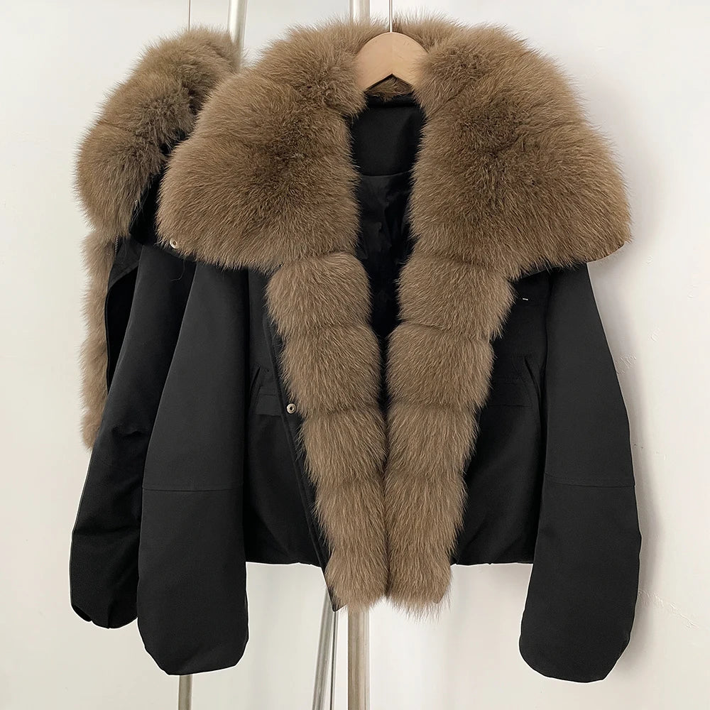 OFTBUY Women's Dcuk Down Coat with Big Real Fox Fur Collar New Winter Warm Thickened Clothing Female Natural Fur Puffer Jacket
