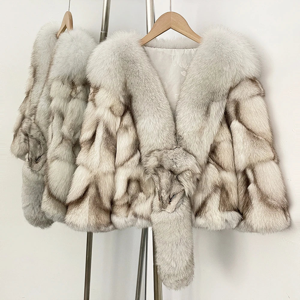 OFTBUY New Arrival Women Real Natural Fox Fur Coats Autumn Winter Wholeskin Fox Fur Short Jacket Warm Real Fox Fur Overcoats