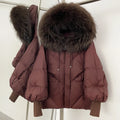 OFTBUY Thicken Warm Knitted Sleeve Coat New Winter Large Real Fur Hooded Puffer Jacket Women White Duck Down Mid Long Parka