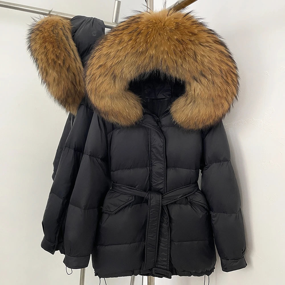 OFTBUY Hooded Real Fox Fur Down Coat Female New Autumn Winter Top Clothes Women Thickened Warm Natural Fur Fluffy Puffer Jacket