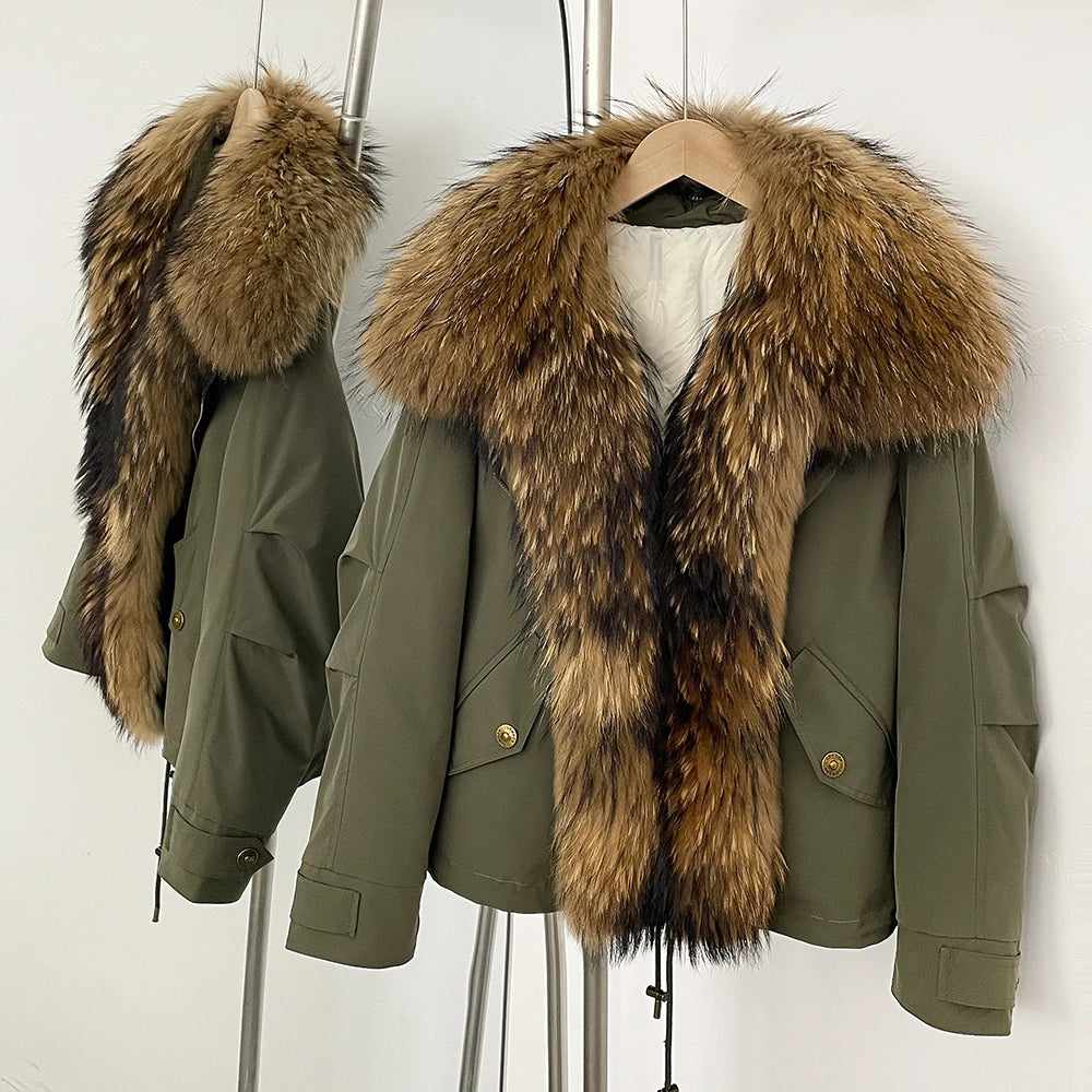 OFTBUY Warm Big Natural Fox Fur Collar Down Coat New Autumn Winter Clothing Women Waterproof Safai Real Fur Puffer Jacket Female