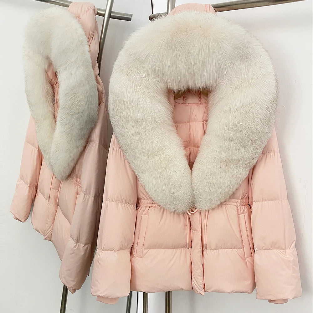 OFTBUY Big Real Fox Fur Collar Duck Down Coat Female New Winter Hooded Warm Down Clothes Women Natural Raccoon Fur Puffer Jacket