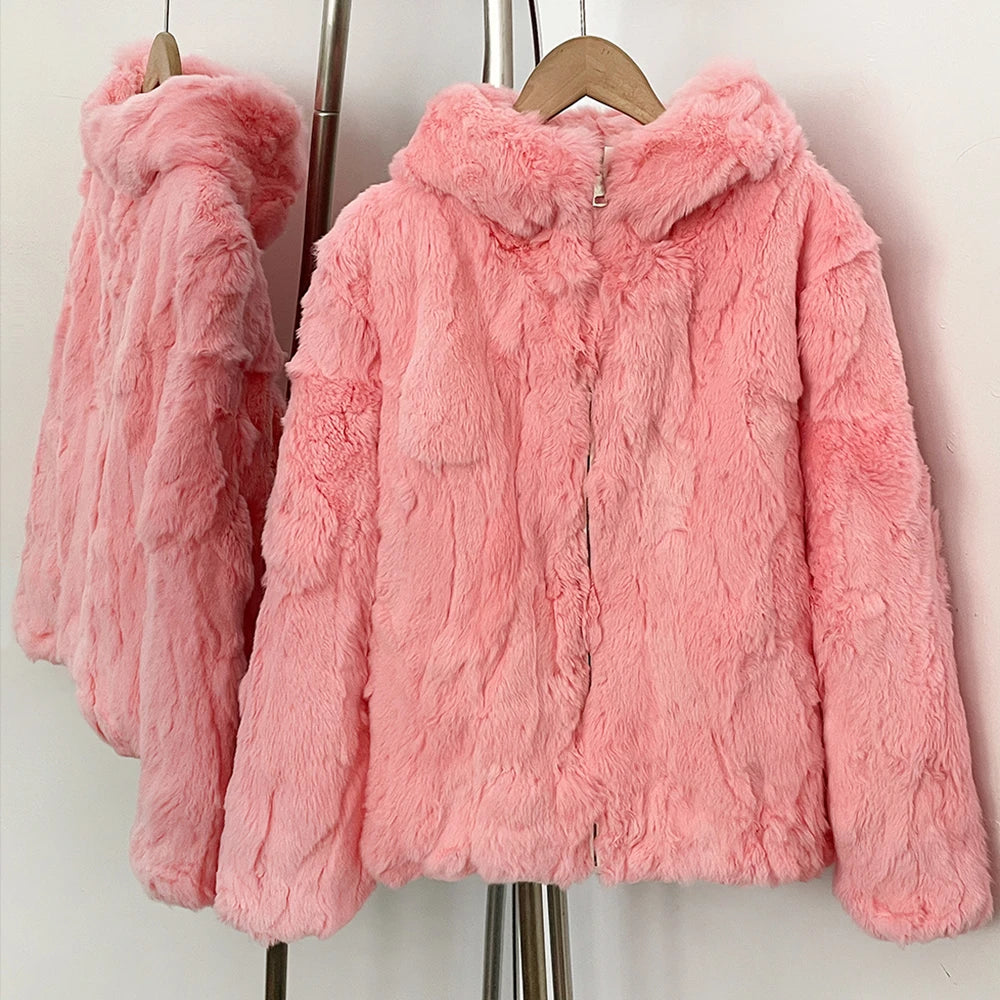 OFTBUY Women's Real Rex Rabbit Fur Vest Stand Collar Zipper Natural Fur Waistcoat Female New Autumn Winter Luxury Outerwear Lady