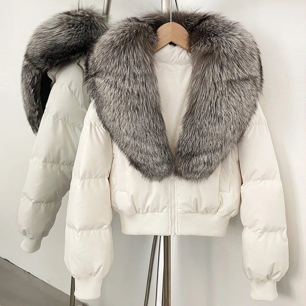 OFTBUY Knit Cuff Short Real Fox Fur Collar Duck Down Coat Female New Autumn Winter Clothes Women Genuine Fur Puffer Jacket