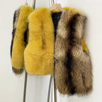 OFTBUY Spelling Sleeveless Real Raccoon Fur Waistcoat Jacket Women Fashion Thick Warm Outwaer Natural Fox Fur Vest Coat Female