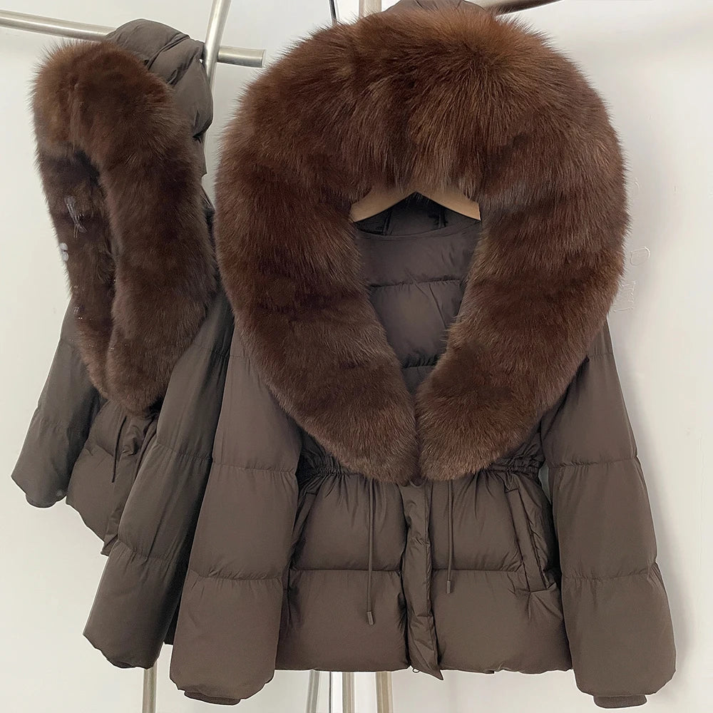 OFTBUY Big Real Fox Fur Collar Duck Down Coat Female New Winter Hooded Warm Down Clothes Women Natural Raccoon Fur Puffer Jacket