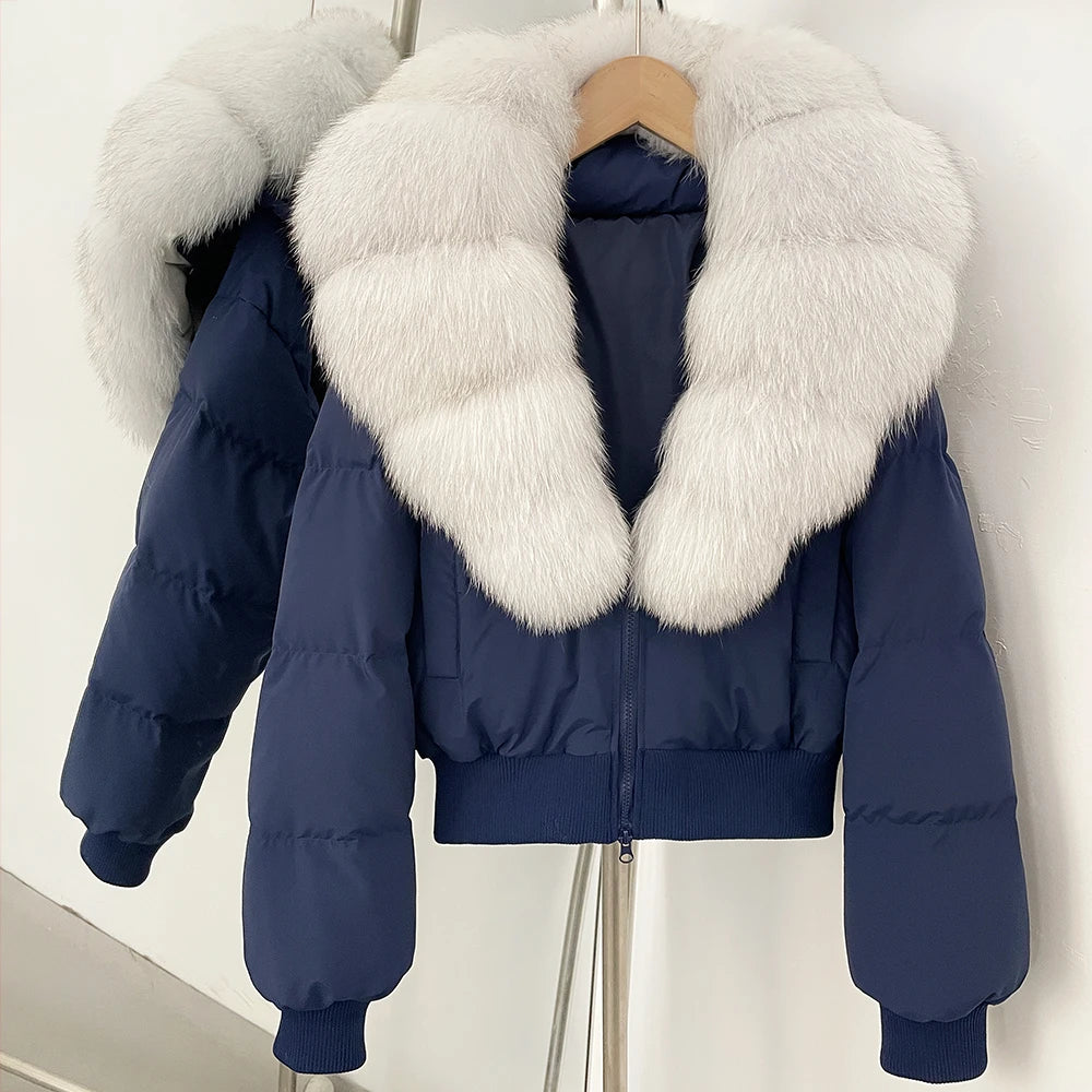 OFTBUY Knit Cuff Short Real Fox Fur Collar Duck Down Coat Female New Autumn Winter Clothes Women Genuine Fur Puffer Jacket