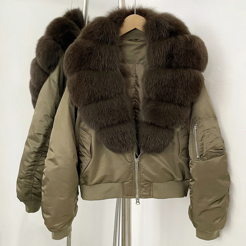 OFTBUY Short Thickened Warm Puffer Jacket Female New Autumn Winter Real Fox Fur Collar Clothes Women Natural Fur Duck Down Coat