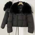 OFTBUY New Short Winter Clothing Women Thickened Warm Fluffy Raccoon Fur Puffer Jacket Female Real Fox Fur Collar Down Coat