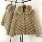 OFTBUY 2-in-1 Reversible Luxury Jacket - 100% Real Fox Fur Coat & Windproof Winter Parka