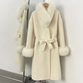 OFTBUY New Autumn Winter Long Clothing Women Fashion Warm Real Fox Fur Collar and Cuffs 100% Wool Jacket Female Natural Fur Coat