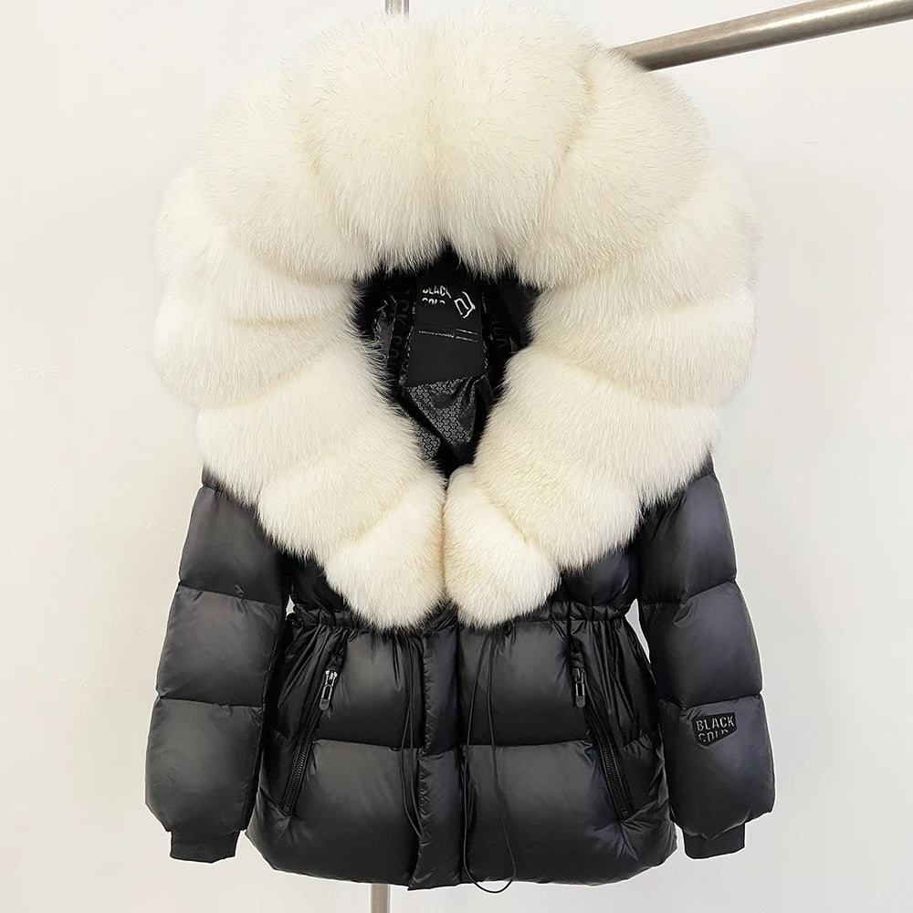 OFTBUY Big Real Fox Fur Coat Autumn Winter Clothes Women Warm Natural Fur White Goose Duck Jacket Female Hooded Puffer Jacket