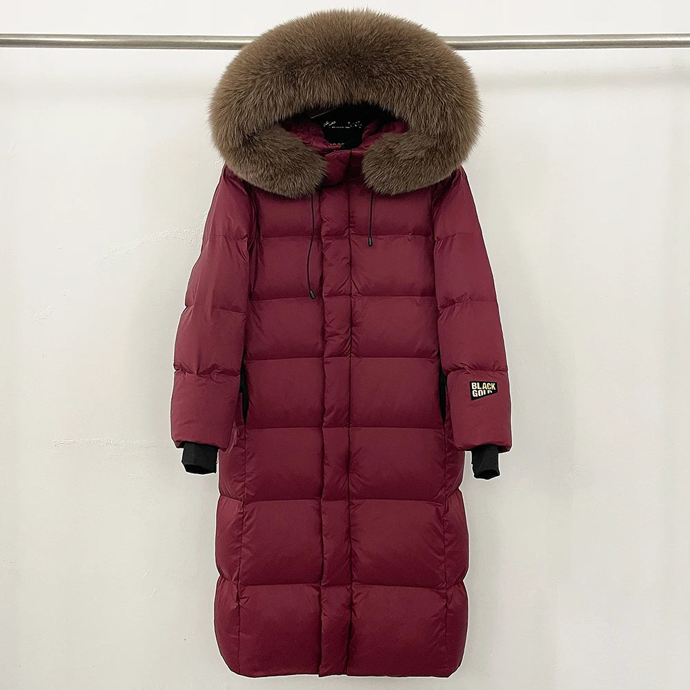OFTBUY Winter Clothes Women Black Gold Goose Down Coat Big Real Raccoon Fur Collar Overcoat Real Fox Fur Puffer Jacket Female
